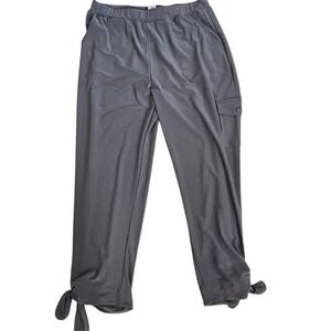 By JJ Womens Pull-On Stretch Tie-Bottom Hem Cargo Pocket Crop Pants Gray Medium